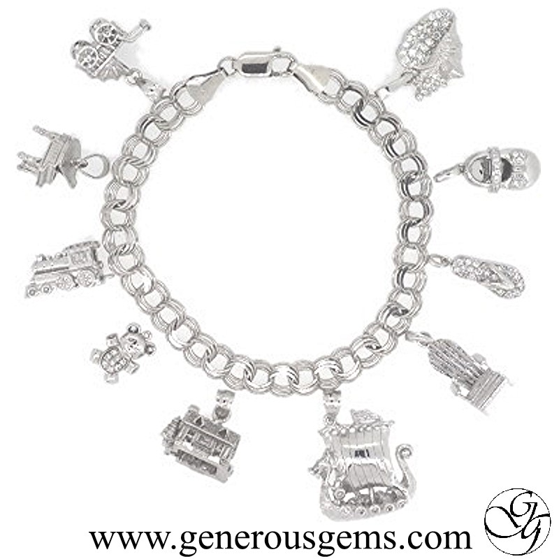 14k white gold charm bracelet white gold charms
