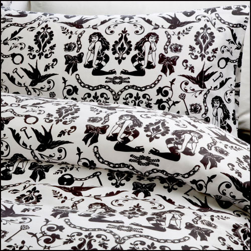Raven's Dream Duvet Covers -  Sin In Linen :  sheet sets black and white bedding sin in linen bedding