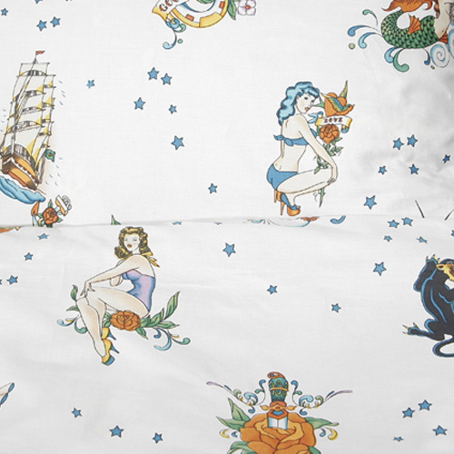 Inked Girls Pinup Duvet Covers - White