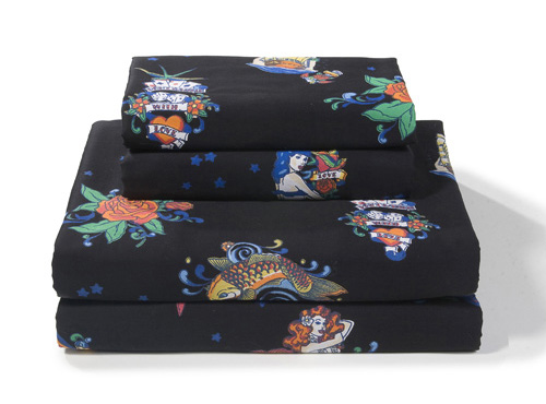 Tattoo Flash Bed Sheets - Black