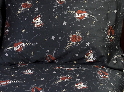 Duvet Covers - Tattoo Skull - Black